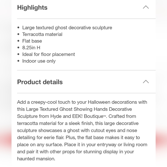 Hyde and EEK! Terracotta Ghost Textured Large Halloween Target 2025 - Picture 10 of 12